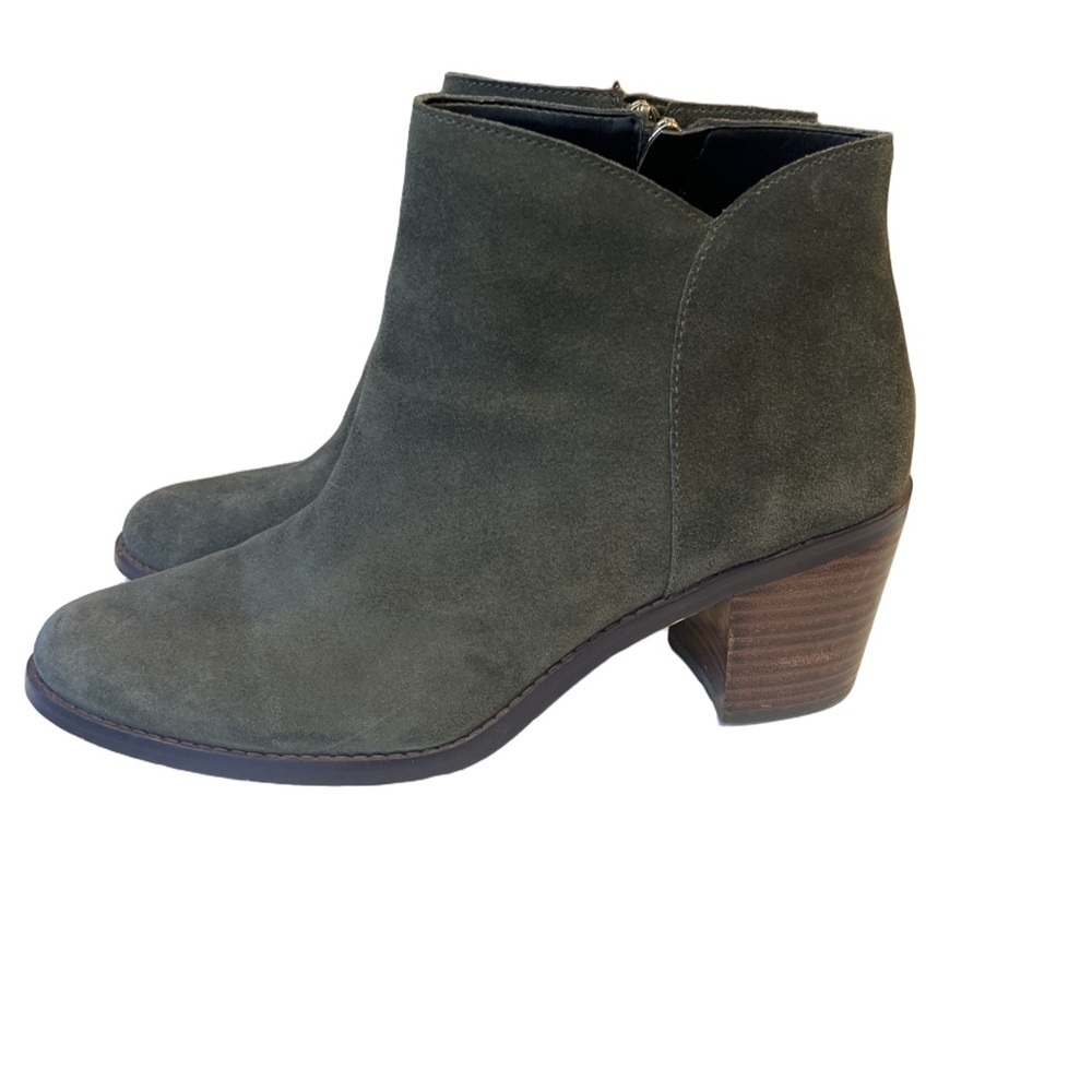 Lands End Olive Suede Ankle Booties